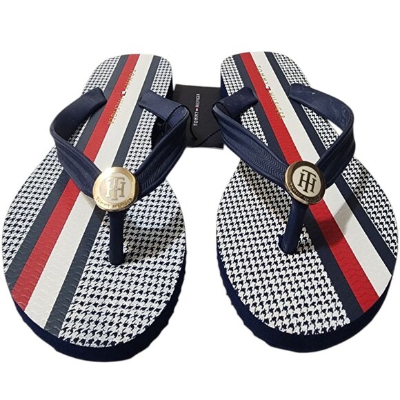 Tommy Hilfiger‎ Women's Flip Flop Rubber Sandals Navy Size 7 - Picture 1 of 7